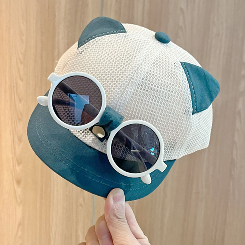 Sombrero de bebé verano gorras de béisbol de gato de malla fina para hombres y mujeres gorras para el sol del tesoro gorras de visera para bebés con gafas de sol