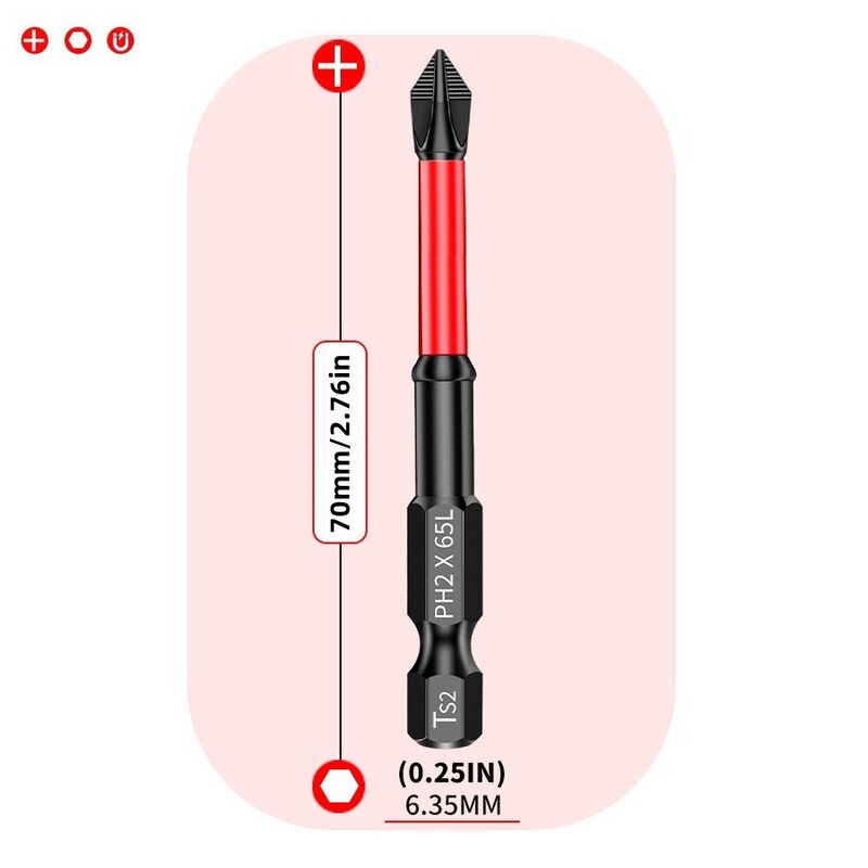 12pcs强磁十字PH2冲击电动螺丝批头S2钢高硬度批头组合套装工具|undefined