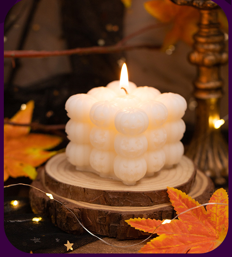 万圣节骷髅魔方南瓜香薰蜡烛手工造型骷髅头蜡烛跨境万圣节摆件详情11