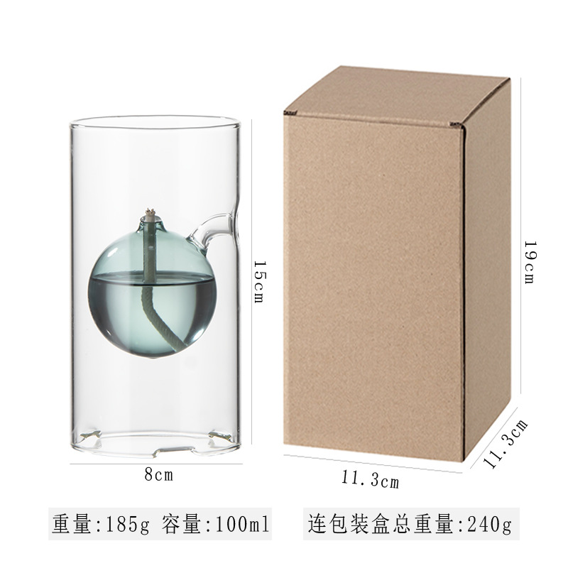 Lámpara de aceite tipo A de 15 cm, color azul pavo real.