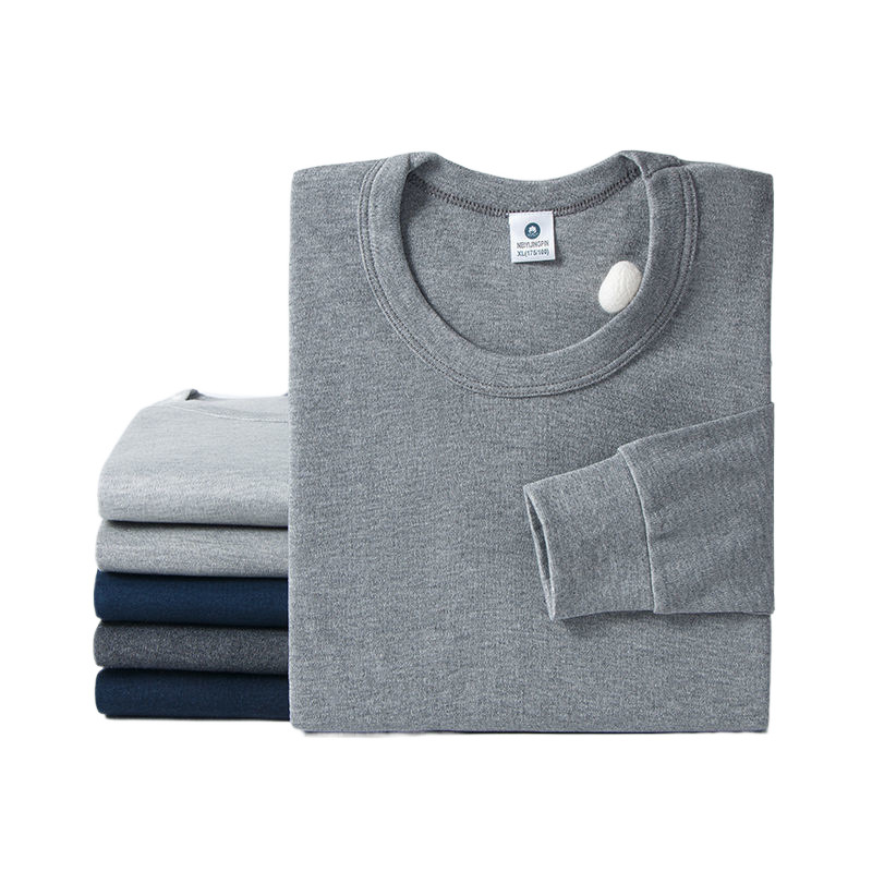 남자 가을 신작 옷 긴 내복 정장 라운드 칼라 미드 칼라 밑단 면 스웨터 중년 노년층을 위한 얇은 스타일