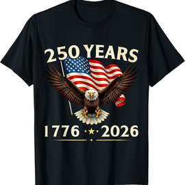 2026美国独立日短袖T恤 250周年国旗3D印花 欧美跨境T恤pod印刷