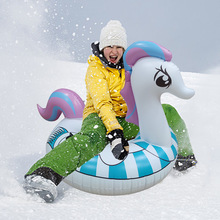 跨境新款充气独角兽滑雪圈成人雪地玩具加厚耐寒摩托艇火烈鸟坐骑