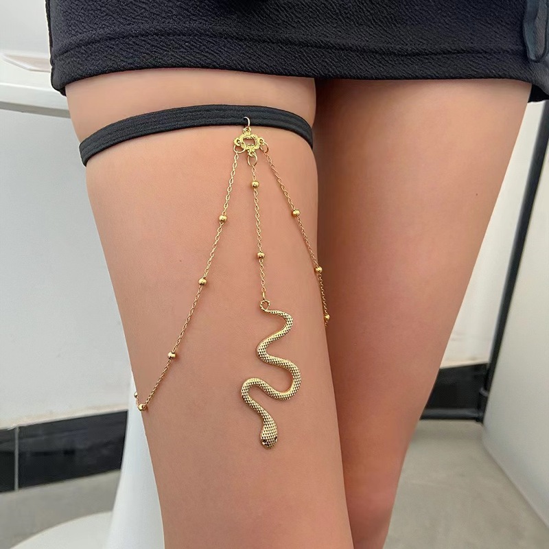 European and American personality snake-shaped sexy beach leg chain ins women's multi-layer tassel chain body chain jewelry European and American personality snake-shaped sexy beach leg chain ins women's multi-layer tassel chain body chain jewelry