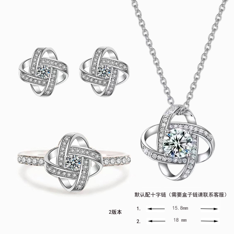 Amazon nuevo collar de trébol de cuatro hojas colgante Cadena de clavícula femenina traje de joyería de circón de moda transfronteriza Venta caliente en vivo