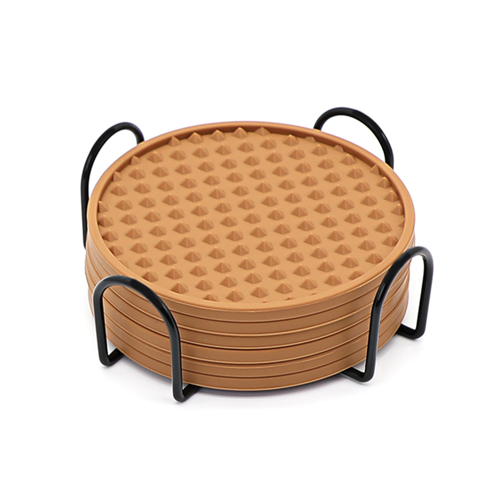 Amazon puede imprimir logo almohadilla de aislamiento térmico juego de silicona posavasos 10cm posavasos de té anti-escaldado alfombra redonda antideslizante para el hogar