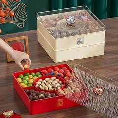 New Year Fruit Platter Festive Fruit Platter Living Room High-End Food-Grade Double-Layer Covered Dry Fruit Platter Candy Storage Box