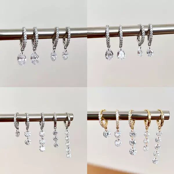 European and American S925 Sterling Silver Earrings for Women, High-End Pendant Design, Round Water Drop Wedding Earrings, Direct Sales from the Manufacturer