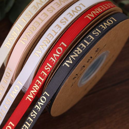1cm hot stamping spiral satin ribbon flower packaging ribbon bouquet flower wrapping ribbon gift cake packaging ribbon