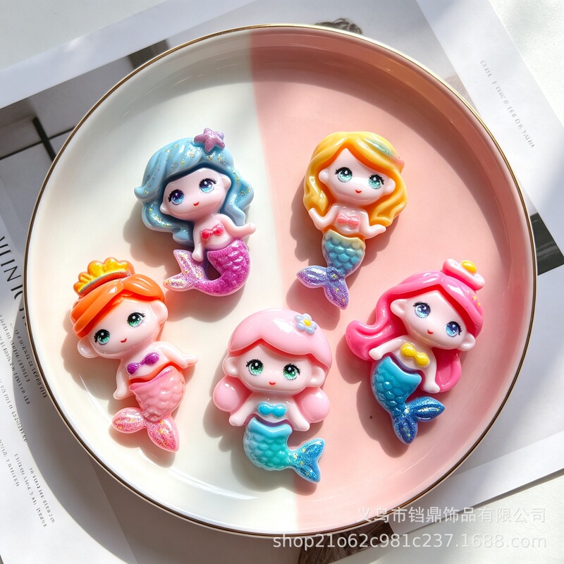 Mermaid resin accessories gradient mermaid DIY cream glue phone case shoe buckle keychain hair accessory materials wholesale Mermaid resin accessories gradient mermaid DIY cream glue phone case shoe buckle keychain hair accessory materials wholesale