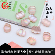 批发天然粉晶戒面南瓜形芙蓉石裸石晶体通透吊坠戒指镶嵌DIY绕线