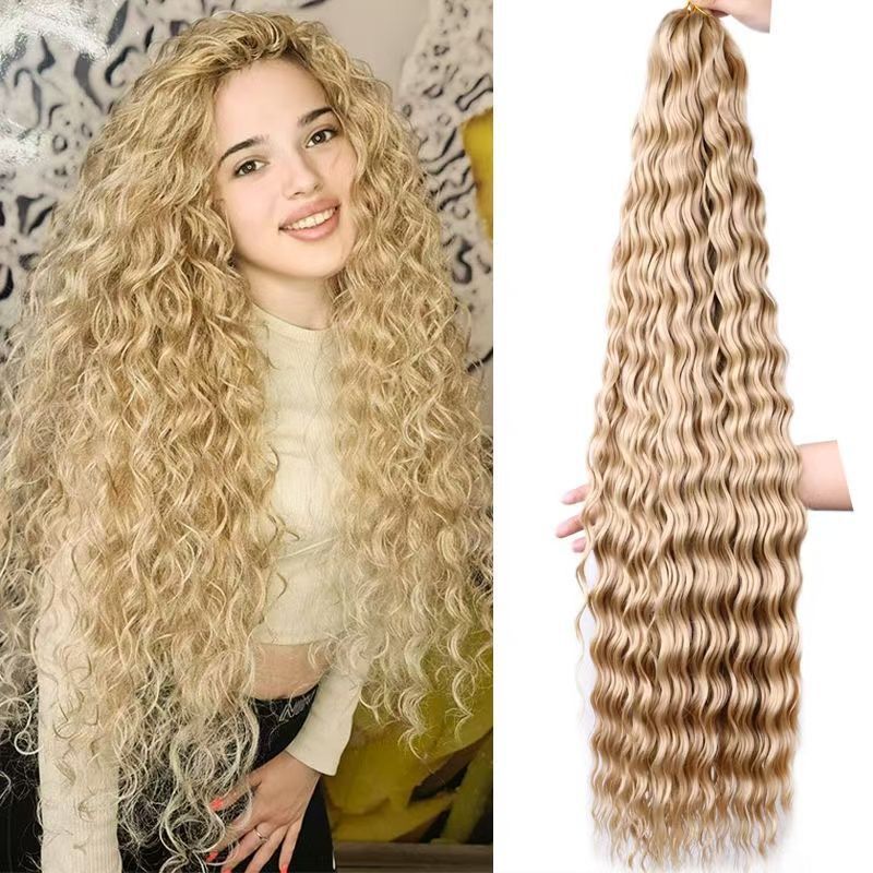 30 pulgadas onda profunda a granel pelo de fibra química peluca trenzado color trenza crochet pelo image 5