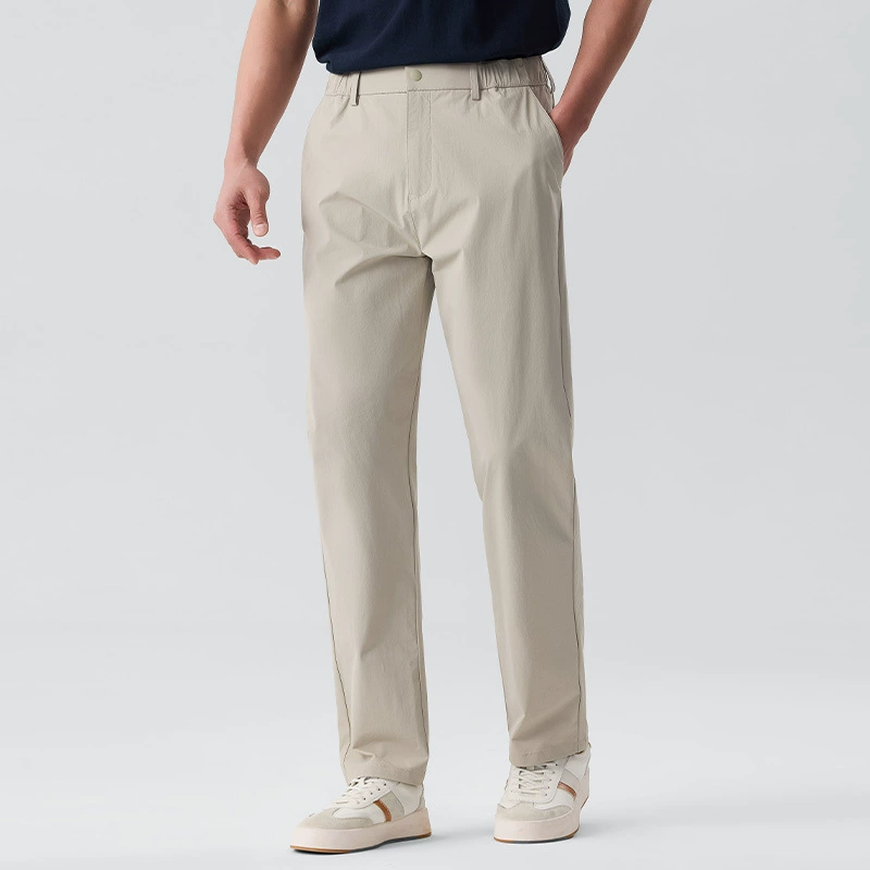 Молодежные пригородные ледяные шелковые быстровосушенные повседневные брюки Летние мужские тонкие спортивные брюки эластина талия против морщин Студенческие брюки