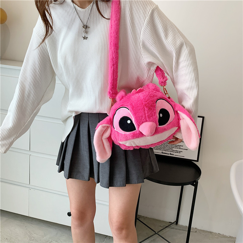 Bolso de Mano de Felpa con Forma de Osito o Stitch, Lindo, Estilo Coreano, Bandolera, Regalo, Venta por Mayor