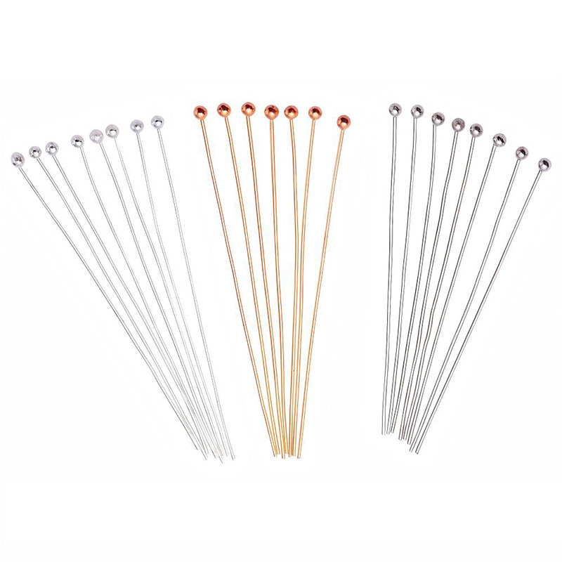 diy饰品配件手工串珠圆头针 纯铜球针发簪金属配件珠针批发