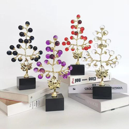 Light luxury high-end money tree ornaments purple grape living room wine cabinet office home decoration housewarming gift