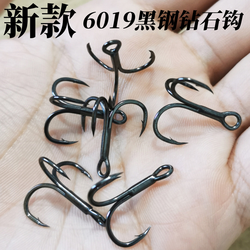 Nuevo acero negro 5 veces reforzado 6019 tres ganchos super afilados ganchos de cebo especial ganchos comerciales al por mayor