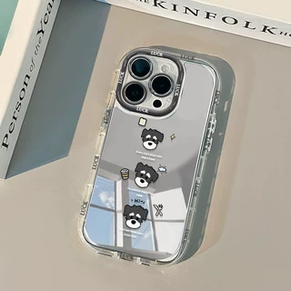 适用iPhone18ProMax卡通雪纳瑞小狗手机壳镜面奶油壳苹果17保护套