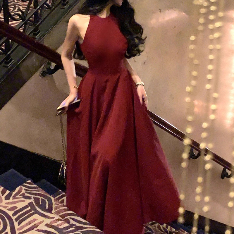 2026 New Model【Flowers】3D Cut Red Dress for Women, Spring Mid-Length Oversized A-Line Gown