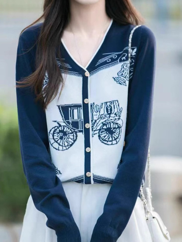 早秋V领提花针织打底衫女2025新款春秋上衣洋气大码女装秋冬毛衣|undefined
