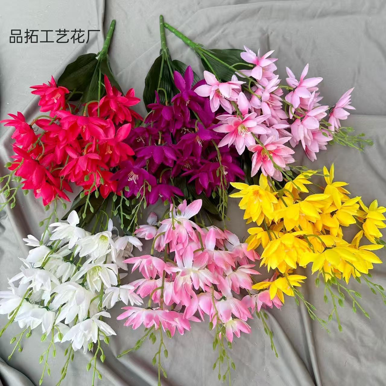 Cross-Border Artificial 5-Prong Snow Lotus Home Decoration Hotel Flower Arrangement Outdoor Landscaping Arrangement Fake Flowers Silk Flowers Wholesale