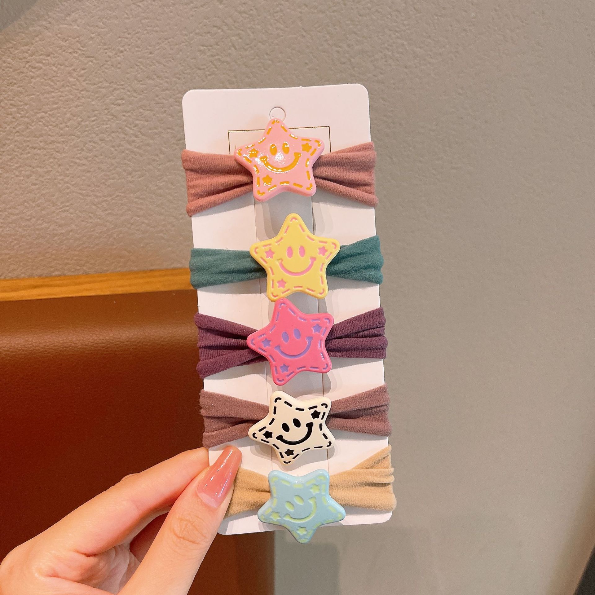 Niños arco ondulado punto ancho anillo de cabello chicas estrellas correa de cabello chicas no lastimas correa de cabello atado correa de cabello adornamiento para el cabello