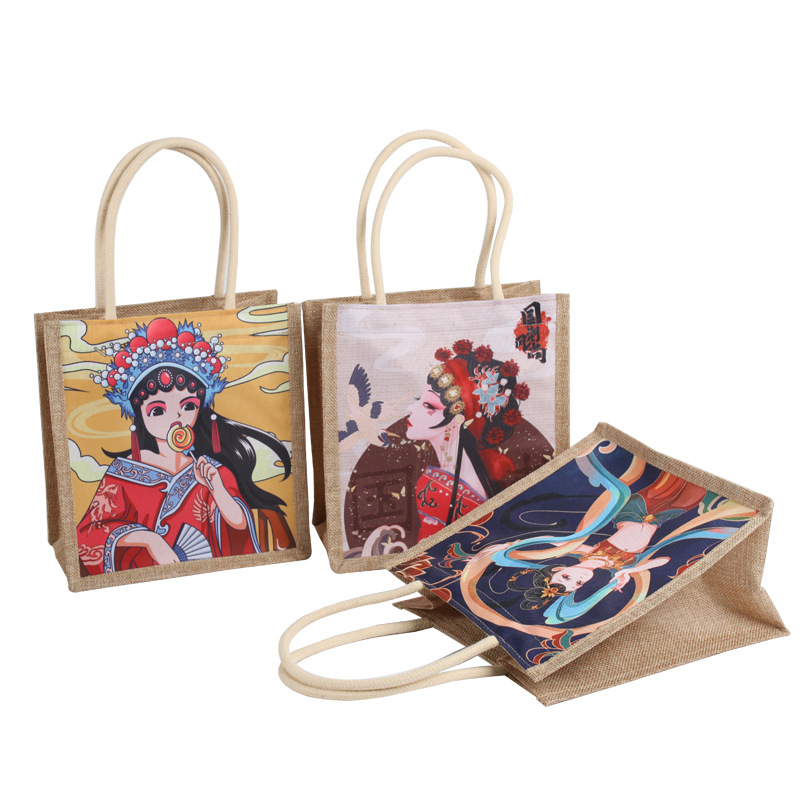 Handheld ethnic shopping bag with zipper