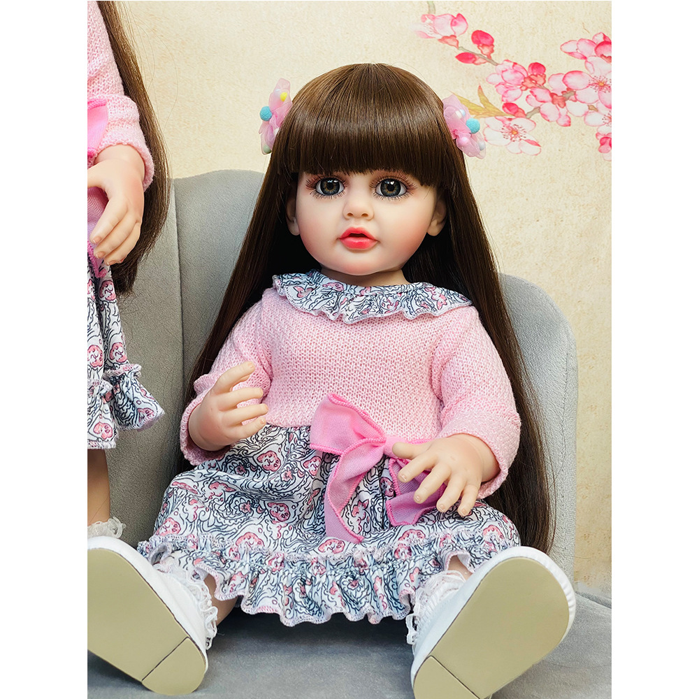 Nueva 55cm simulación bebé reborn muñeca juguete transfronterizo muñeca llena de vinilo TikTok entrega de una pieza