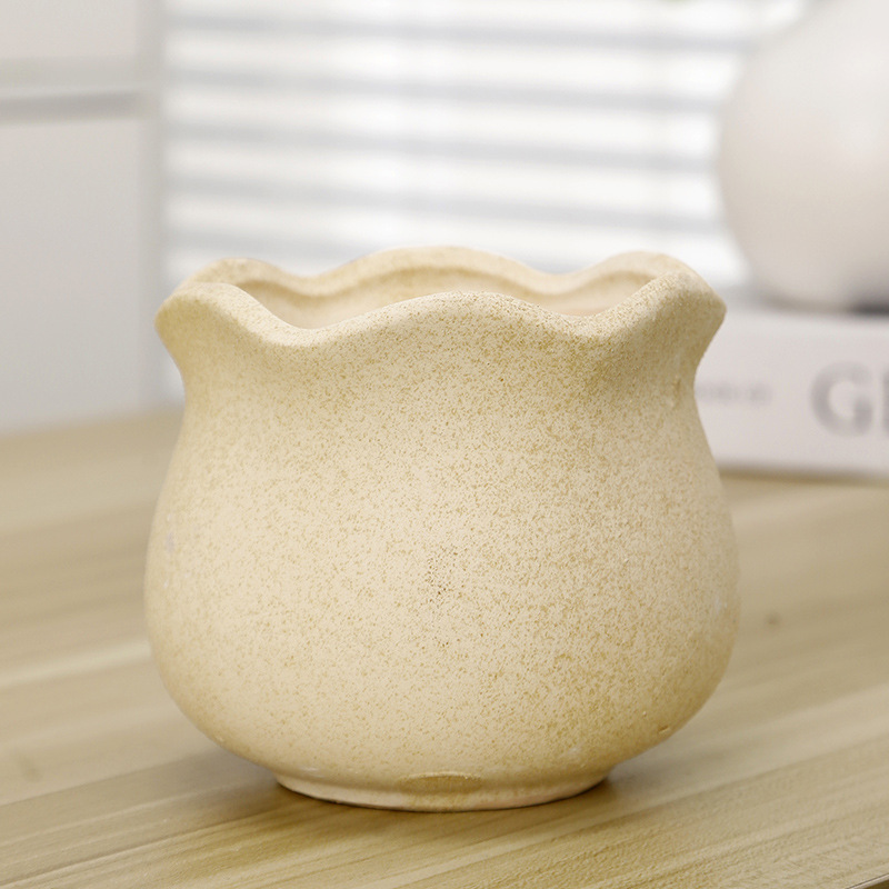 Cerámica de gres planta suculenta maceta escritorio creativo sala de estar decoración olla cerámica transpirable planta verde planta olla al por mayor