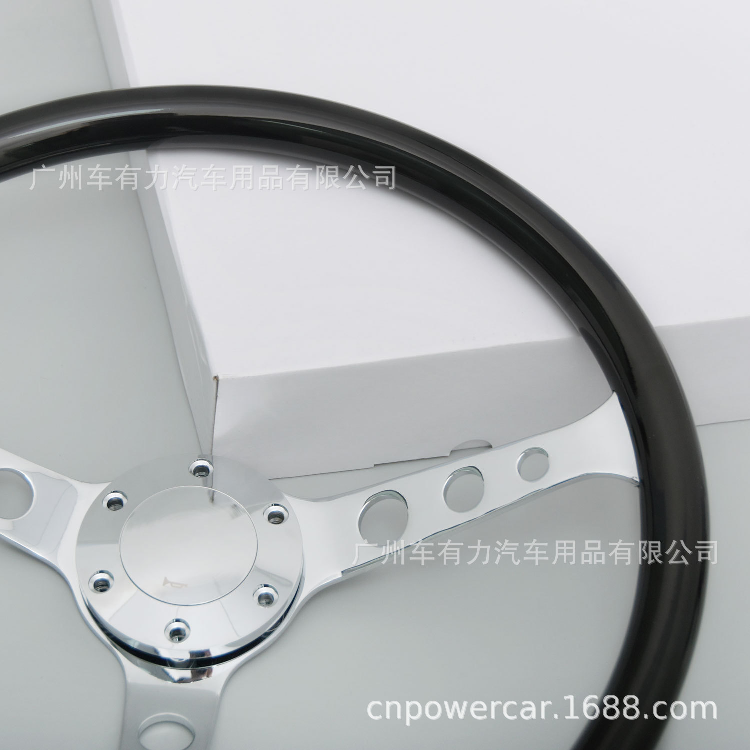 Factory Direct Sales: Car Modification Glossy Black Long-Hole Steering Wheel 15inch Electroplated Universal Steering Wheel