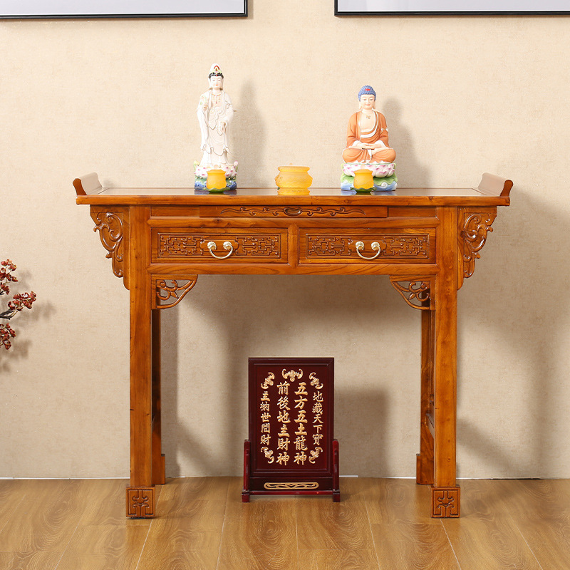 Incense Altar for Home Use, Ancestor Shrine Cabinet, Guan Gong Main Altar, Solid Wood Buddha Altar for Home Offerings
