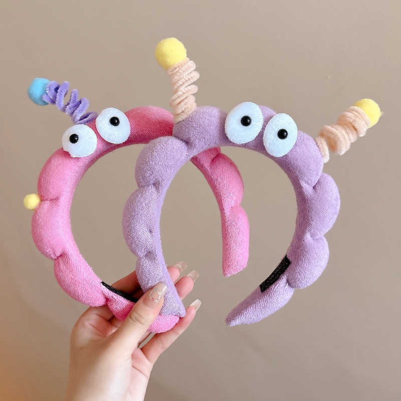 Bonito y divertido barra de torsión, banda de cabello para niños con ojos grandes, tocado de cabello para mujeres, clip de cabello para el cabello de alta cabeza antideslizante para lavar la cara.