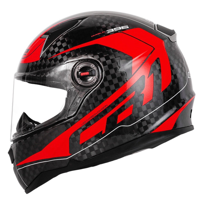 Ls2 casco de la motocicleta ultra ligero 12K de fibra de carbono casco completo 3C certificado anti-niebla Cuatro Estaciones hombres y mujeres de la motocicleta FF396