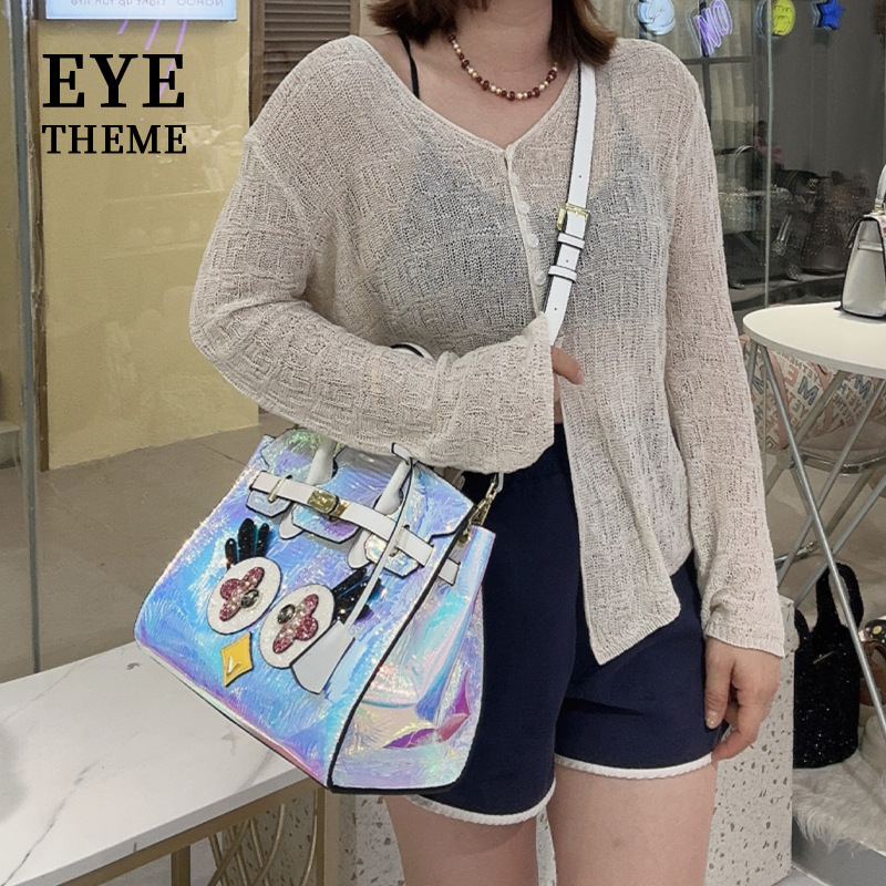 Impresión portátil de gran capacidad de dibujos animados lindos bolsos de moda europeos y americanos clásicos de la cerradura de metal 2815 #