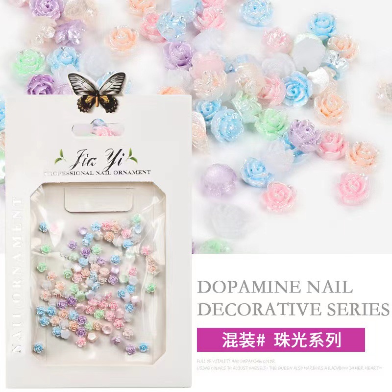 Mini tamaño pequeño Camelia color caramelo dopamina joyería de uñas amor Accesorios