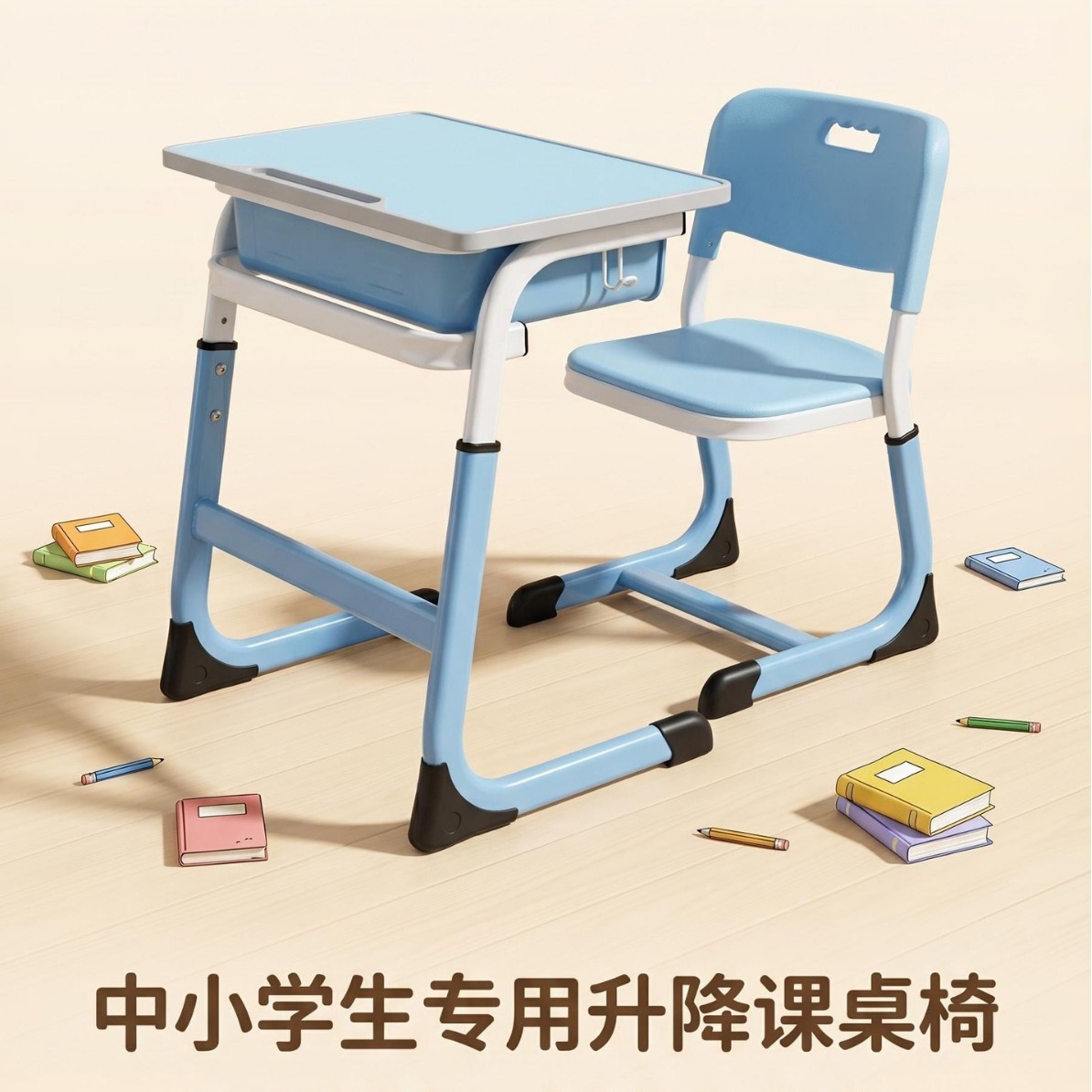 C-Type Adjustable Student Desks and Chairs Injection Molded Edge Sealing Hollow Blow Molding Private School Style A03