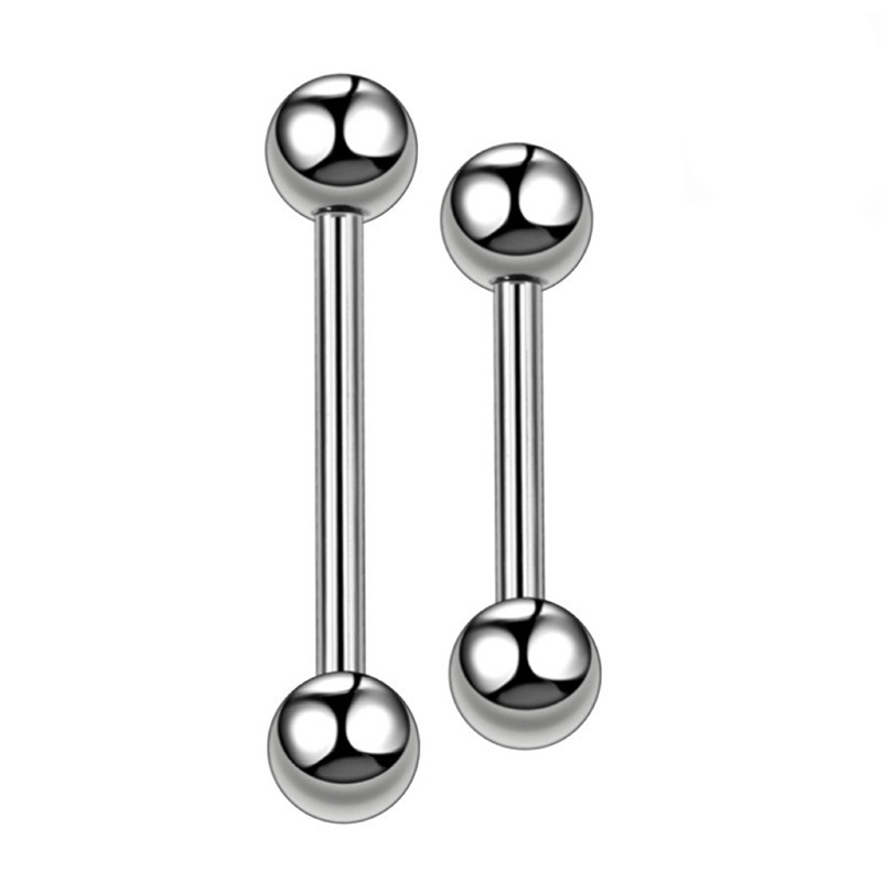 F136 Titanium Alloy Double-Headed External Tooth Straight Rod Ball Eyebrow Ring G23 Tongue Nail Ear Bone Nail Piercing Jewelry detail image 4