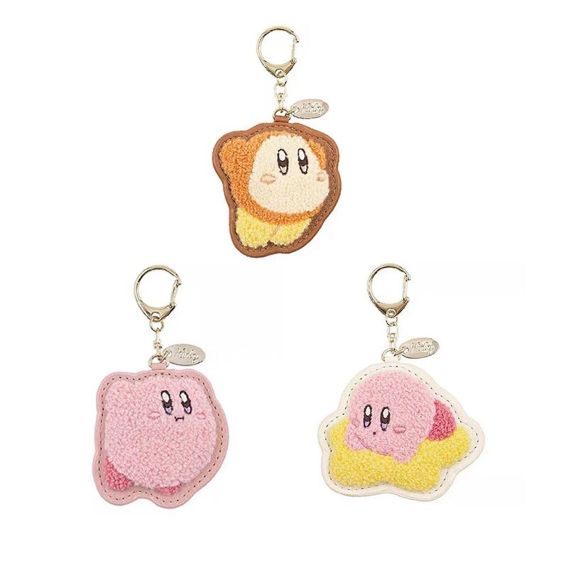 Japanese Star Kabi Keychain Cartoon Cute Bear Embroidered Imitation Leather Key Ring Pendant Bag Hanging Ornaments