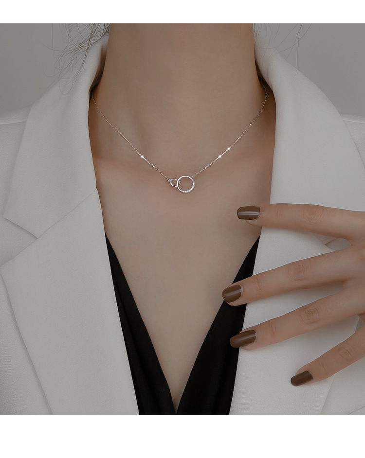 Collar círculo estilo sol con diamantes cadena clavícula mujer_voghion.com