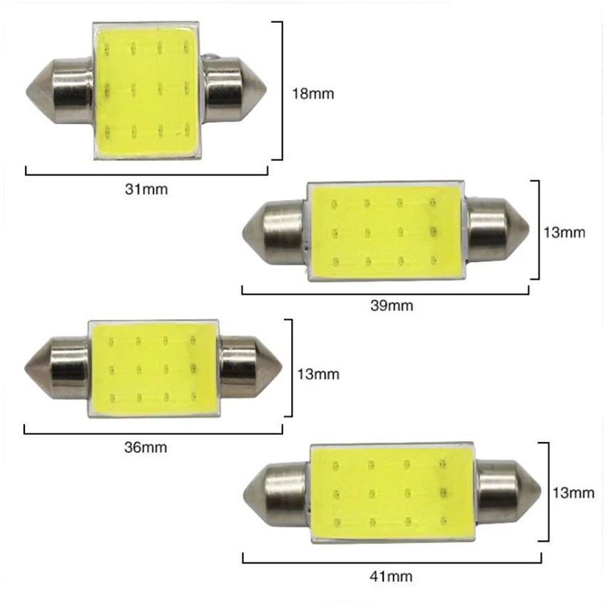 Luz de lectura de automóviles de doble punta cob 12 smd 31mm 36mm 3mm9 41mm lámpara de matrícula lámpara de carro image 4