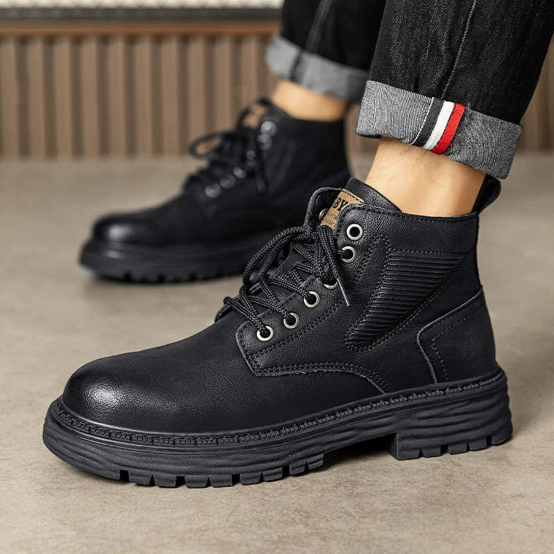 Martin сапоги мужские туфли осенние и зимние новые высокие ботинки в британском стиле повседневные мотоциклетные кожаные сапоги холодная липкая кожаная лапша спортивные мужские сапоги
