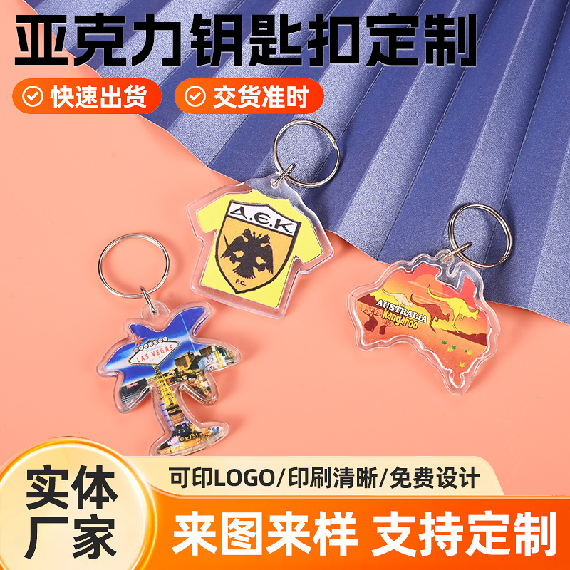 City Creative Transparent Acrylic Keychain Custom-Made Ins Travel Photo Souvenir Shaped Pendant Gift