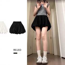 小个子花苞裙裤女2026夏季新款设计感小众高腰显瘦休闲a字半身裙