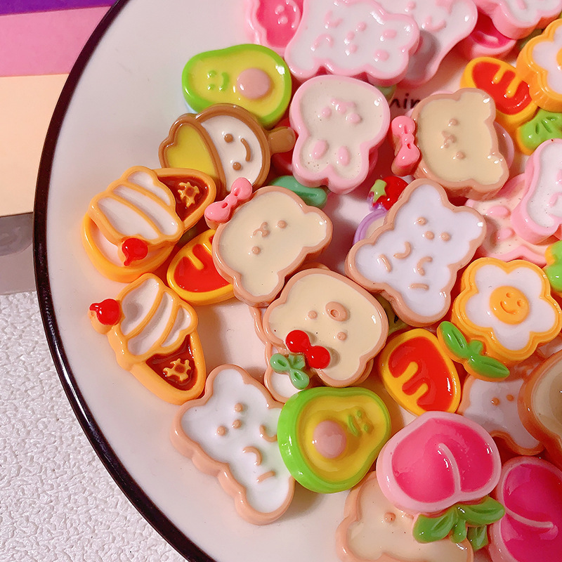 Nuevas flores de fruta conejo diy accesorios de resina crema pegamento para el cabello caja de teléfono móvil colgante de cabello material hecho a mano