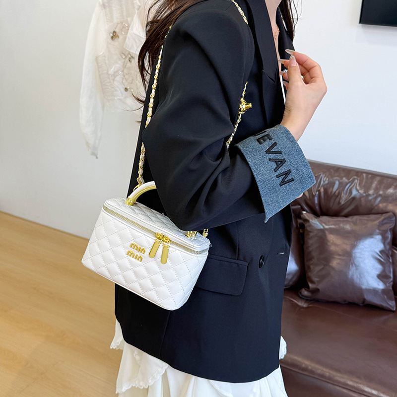 跨境轻奢miu高级小方包bags单肩包菱格链条盒子包时尚潮流手提包|undefined