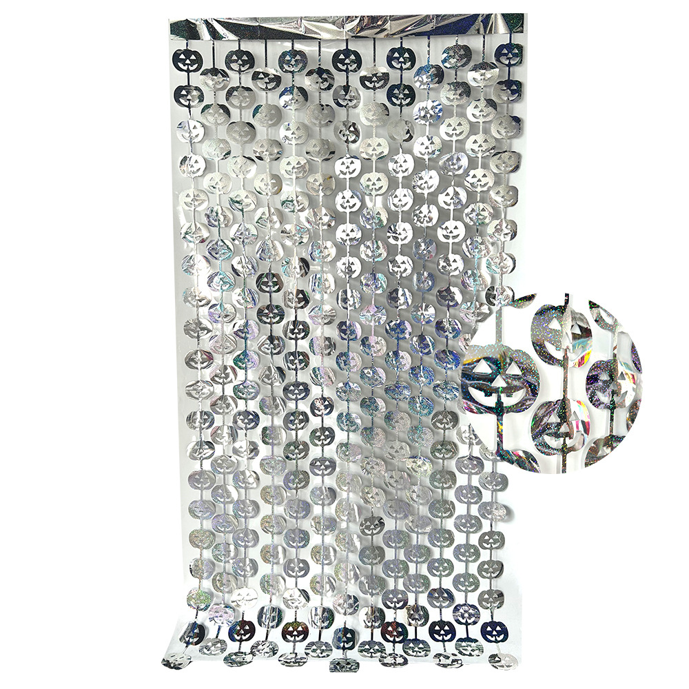 Transfronterizo 2m murciélago cortina de seda de lluvia Halloween nuevo producto decoración fiesta suministros láser calabaza araña esqueleto cortina de seda de lluvia