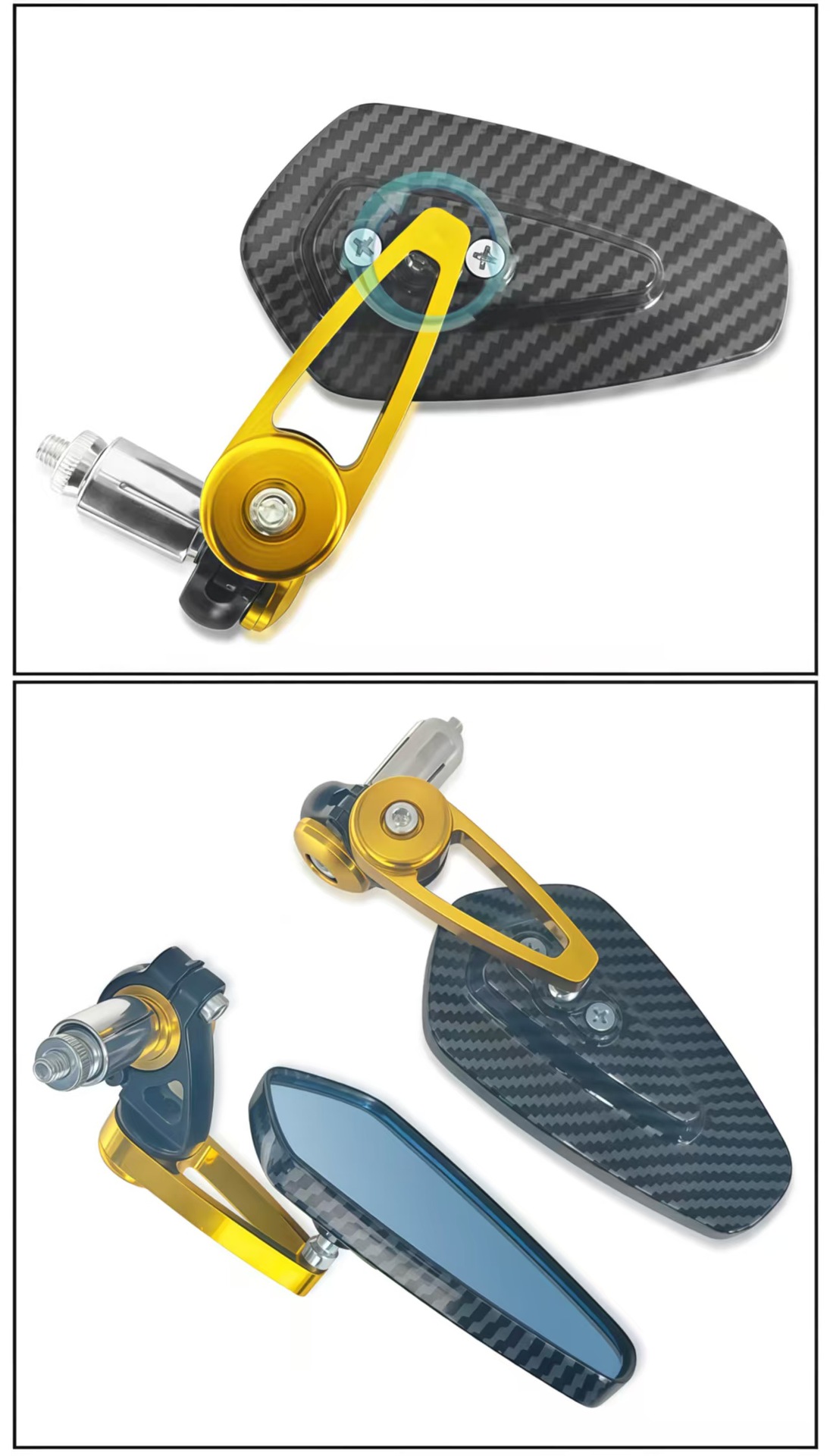 Motorcycle Electric Vehicle Modified Rearview Mirror Retro Handlebar Snakeskin Pattern Handlebar Mirror Reflector Carbon Brazing Pattern