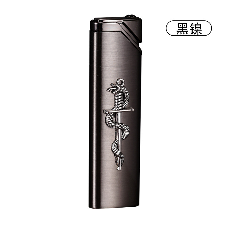 XF4208蛇纹贴章直冲充气防风打火机可激光DIY雕刻LOGO广告打火机|undefined