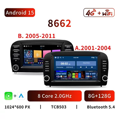 DVD Navigation – for 01-11 Mercedes SL R230 - 8662-android-15-8-core-8g128g-type-a-2001-2004-7inch