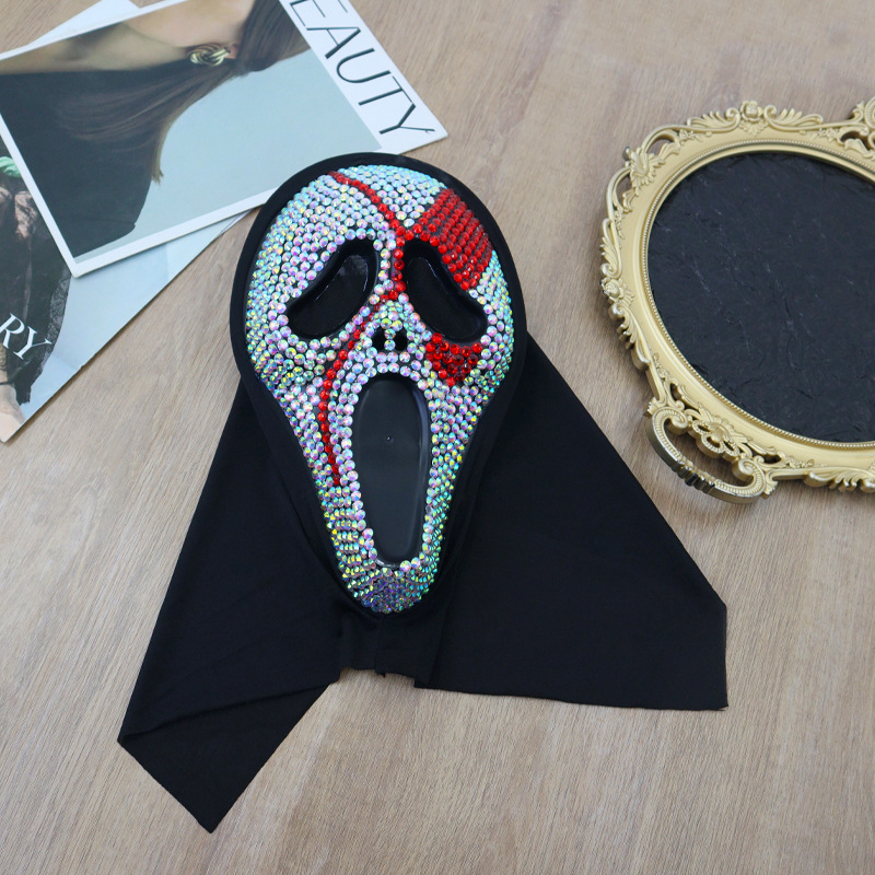 Nuevos productos transfronterizos de Halloween con taladro de la muerte gritando fantasmas máscaras de maquillaje de baile accesorios de vestuario